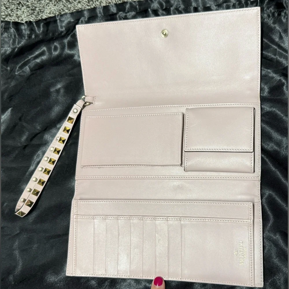 Valentino blush pink rock stud clutch/wristlet